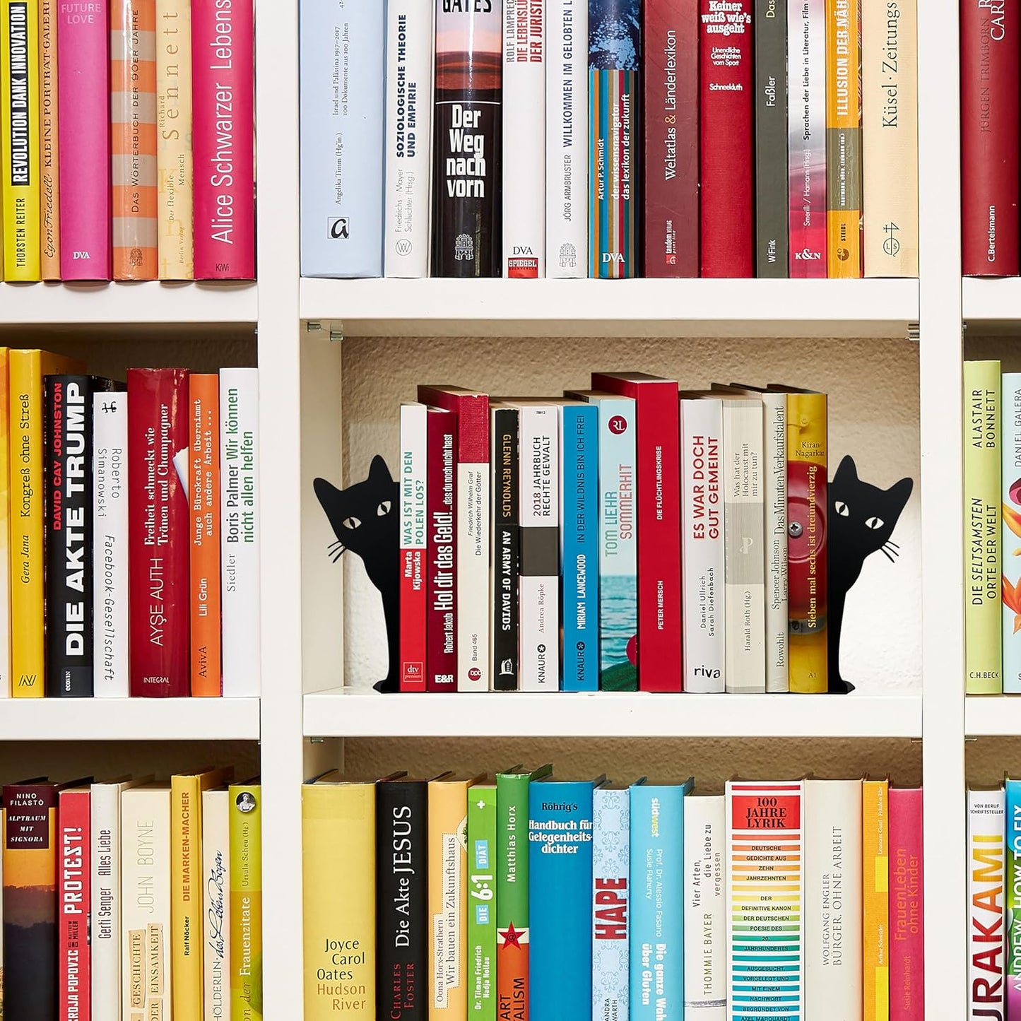 Peeping Cat Metal Bookends Cute Cat Book Ends for Shelves Bookshelf Decorative Objects Home Office Desk Bookshelf Decor Cat Lover Gifts for Women (Black)