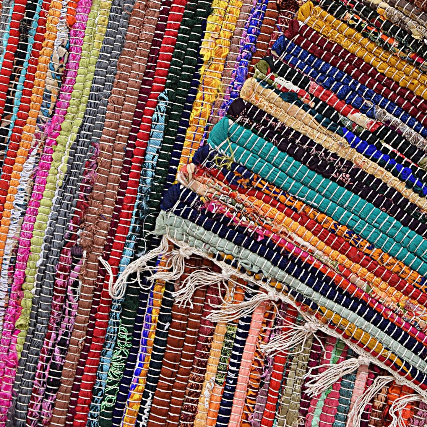 Marubhumi Reversible Area Runner Chindi Rug for Bedroom, Living Room, Kitchen, or Laundry Room 100% Recycled Cotton (20"x 32") - Unique Multi Colors