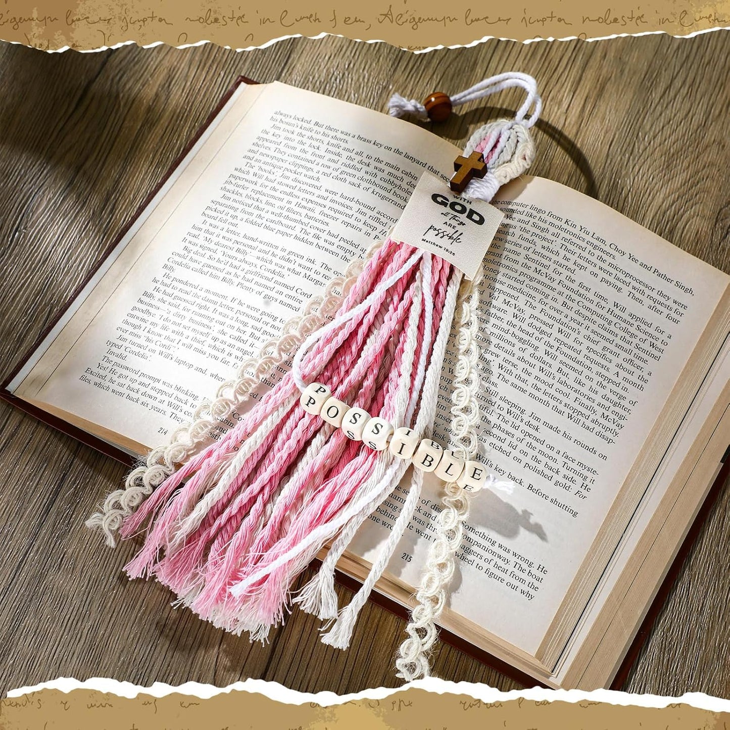 Skyygemm 4 Pcs Bible Tassel Bookmarks Christian Gifts for Women Multi Page Tassel Marker with Cross Charm for Bible Books 14 Inch Handmade Ribbon Marker Boho Reading Accessories for Book Lover Readers