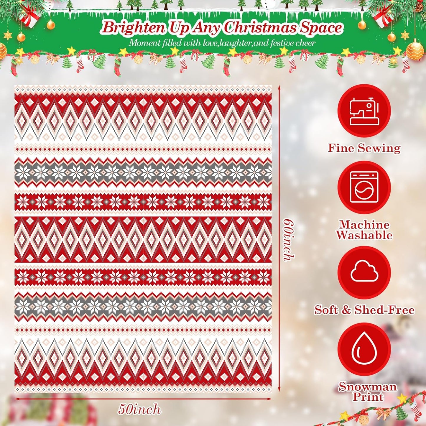 Preboun 6 Pcs 50 x 60 Inch Winter Throw Blanket Bulk Winter Decorations Gifts for Women Fleece Throw Blanket Warm Fair Isle Themed for Couch Sofa Office Travel Wedding