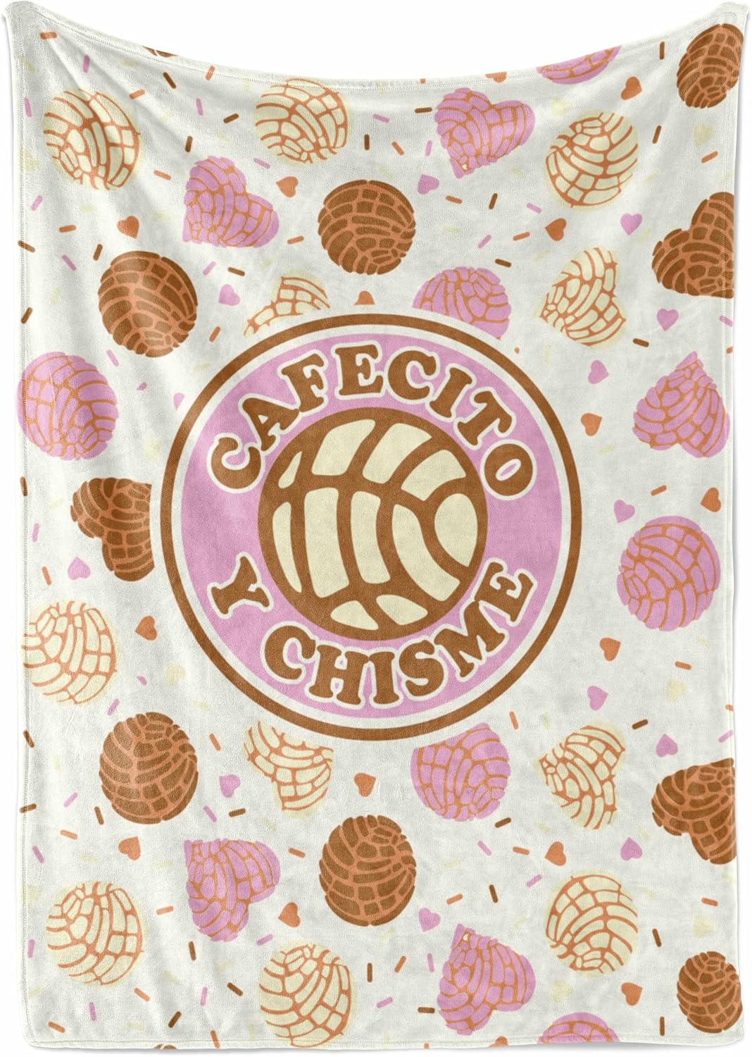 InnoBeta Concha Throw Blanket, Mexican Concha Gifts for Women and Concha Lovers, Tortilla Blanket, 50" x 65", Cafecito Y Chisme