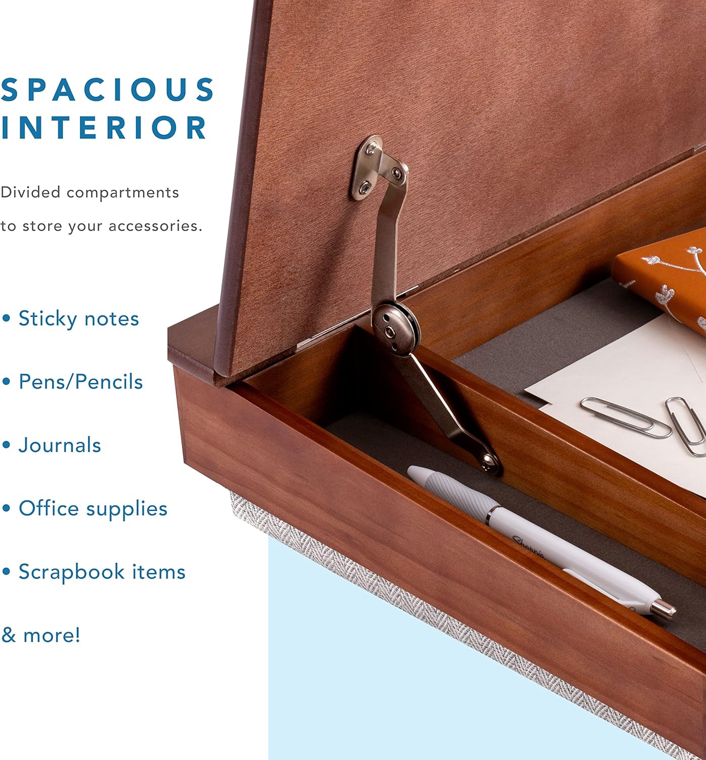 LAPGEAR Schoolhouse Lap Desk with Storage Compartments - Acacia Wood - Java - Style No. 45072
