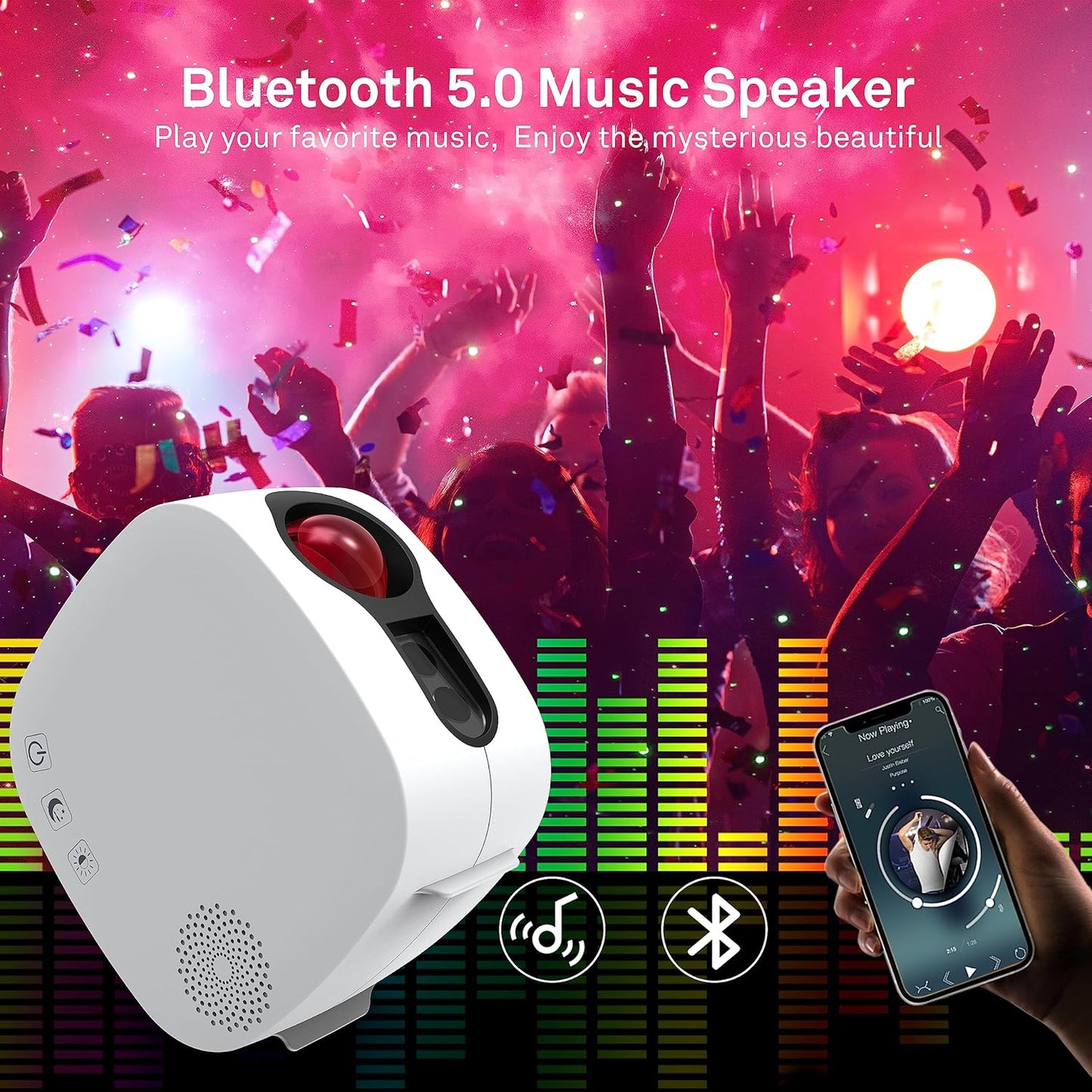Galaxy Projector,Night Light Star Projector with Bluetooth Speaker, Remot Control LED Nebula Cloud Gift for Kids Room Bedroom Decor, Accompany,Night Light Ambiance