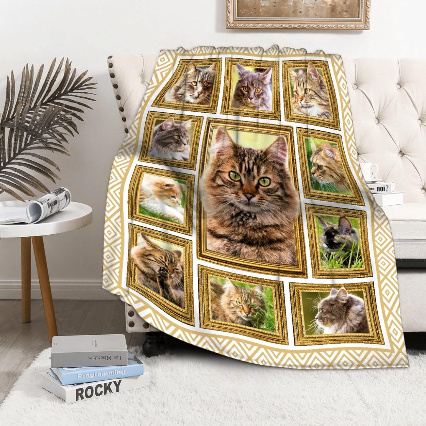 Maine Coon Cat Throw Blanket Super Soft Flannel Blanket Home Decor,Plush Fuzzy Cozy Lightweight Bed Quilt Blanket for Couch Bed Sofa All Season,40"x50"-Kids/Throw Size