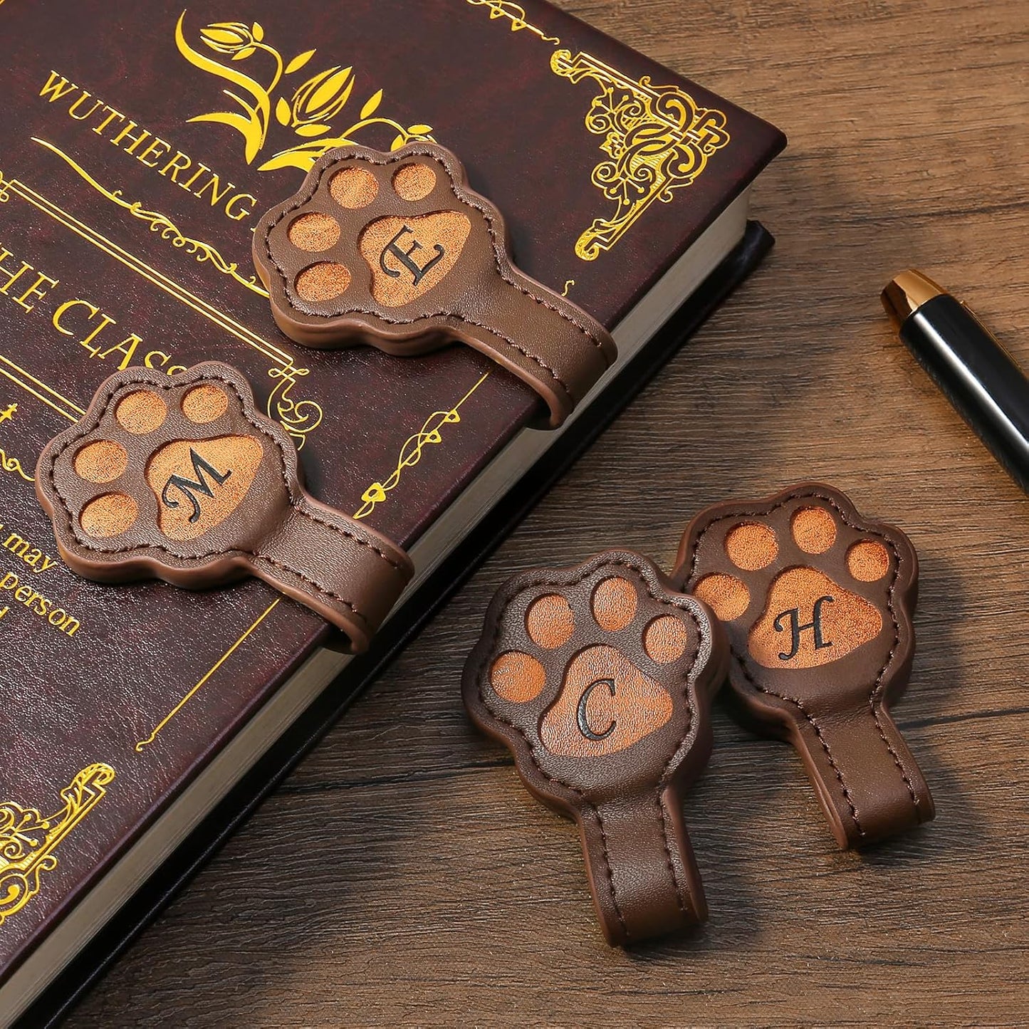 Magnetic Leather Bookmark, Cute Initial Magnetic Bookmarks Clip, Vintage Book Marker Clip Gifts for Readers, Kids, Book Lovers-K