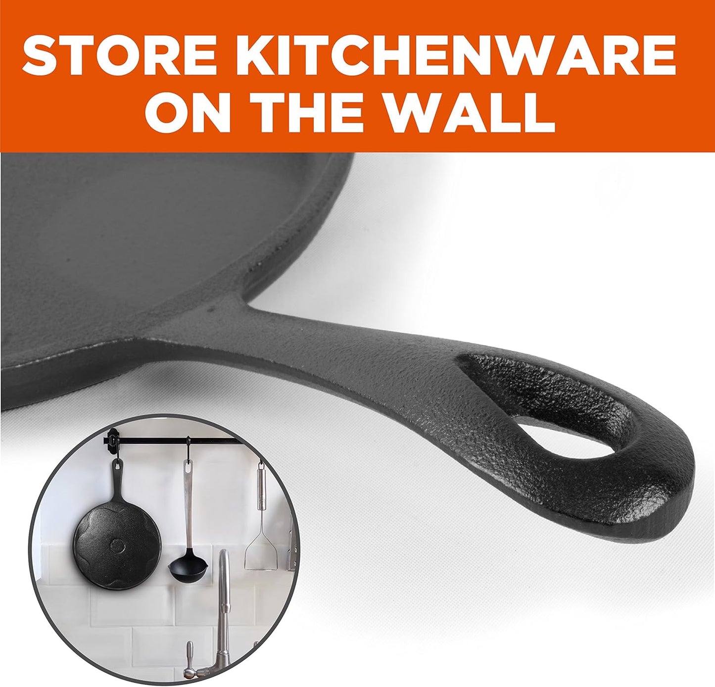 Commercial CHEF 3-Piece Cast Iron Griddle Set, Pre-Seasoned Cast Iron, Includes 8”, 10” & 12” Griddle Pans, Works on All Cooktops Including Induction, Outdoor Cookware for Campfires, CHCI81012