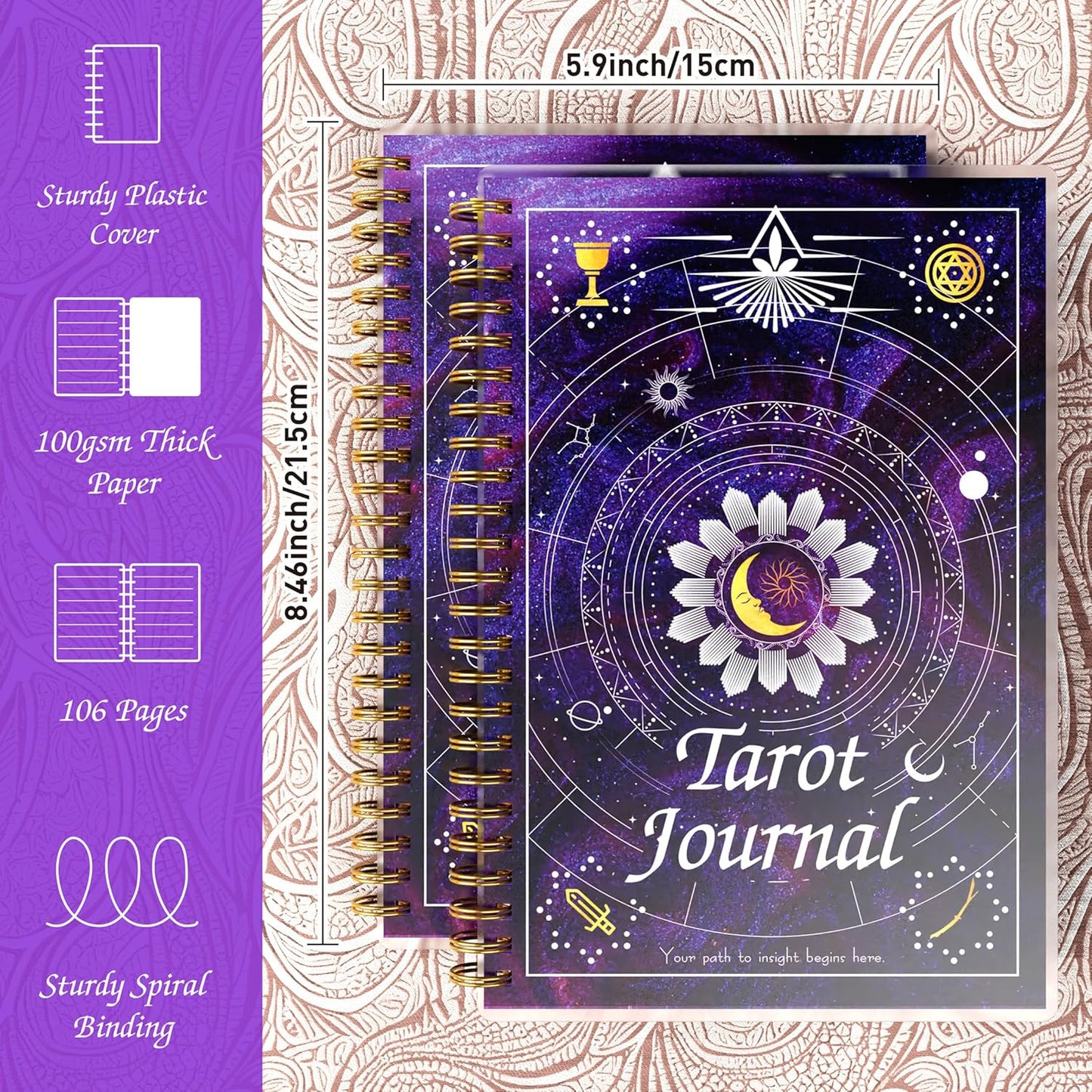 Tarot Journal for Card Reading - Daily Tracker and Reflection Planner, Mystic Notebook for Beginners and Experts, Divination and Manifestation Journal, A5 Planner for Tarot Spreads and Interpretations