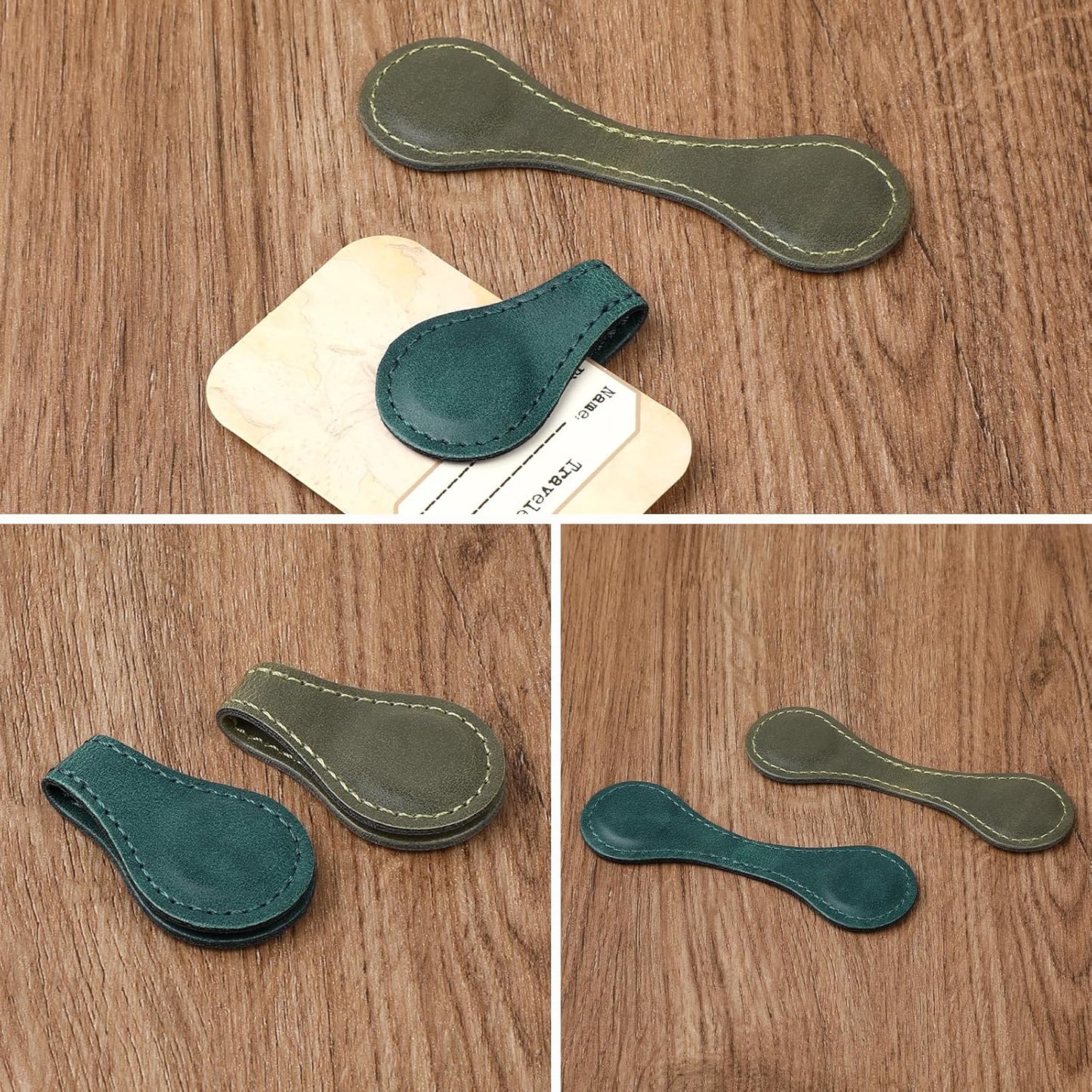 2 Pcs Leather Magnet Bookmark Retro Book Page Holder Vintage Page Marker Clip Handmade Cute Reading Accessories for Women Bookworm Book Lovers Reader Gift(Blue+Green)