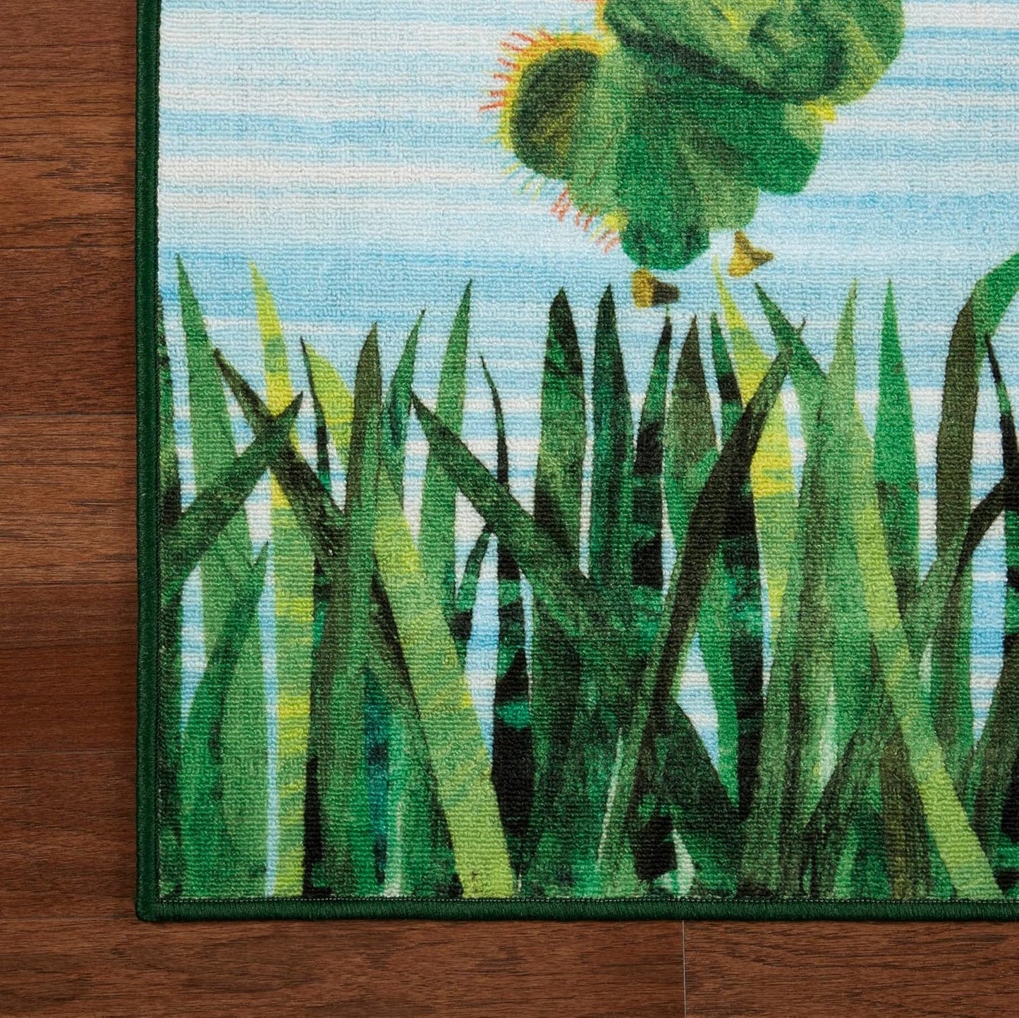 Home Dynamix Eric Carle The Very Hungry Caterpillar Elementary Sun Scene Kids Machine Washable Area Rug, Blue/Green, 35"x51"