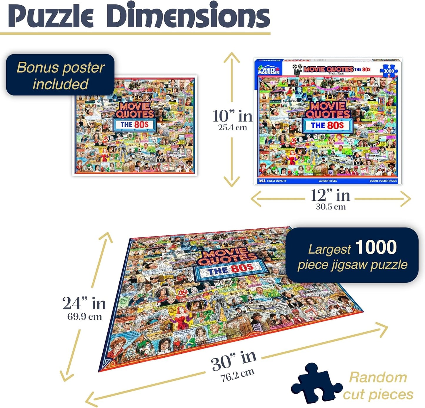 White Mountain Puzzles Movie Quotes The 80s 1000 Piece Jigsaw Popular Pop Culture Puzzle