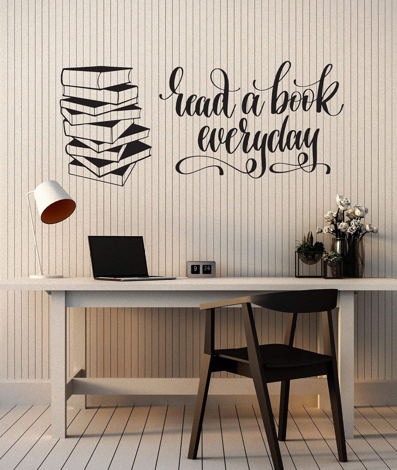 Vinyl Wall Decal Reader Quote Stack of Books Library Reading Room Corner Stickers Mural Large Decor (ig6189) Black
