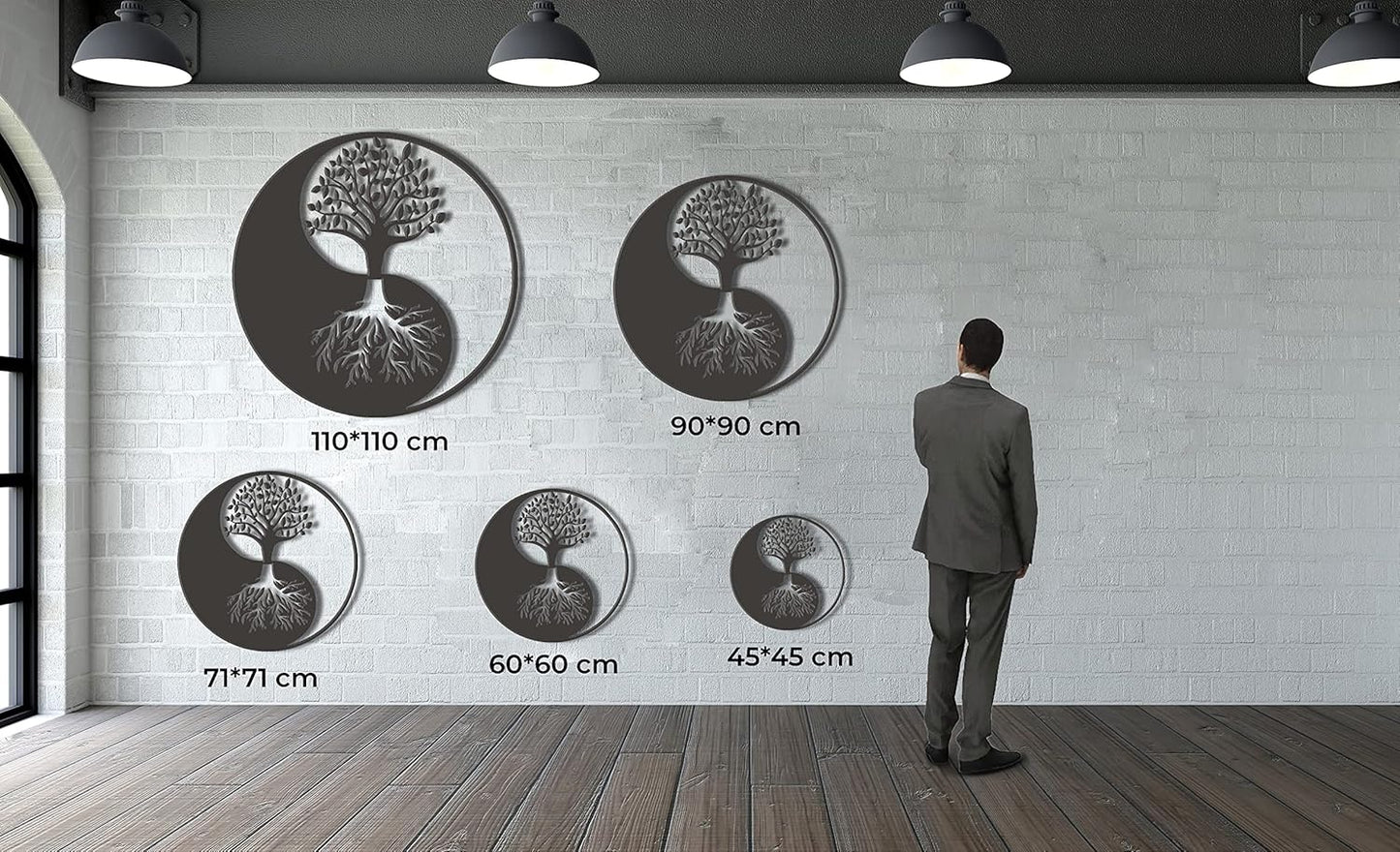Metal Wall Decor, Tree Of Life Ying Yang, Wall Sign, Metal Wall Art, Interior Decoration, Indoor Outdoor Hangings (*18"W x 18"H / 45x45cm)