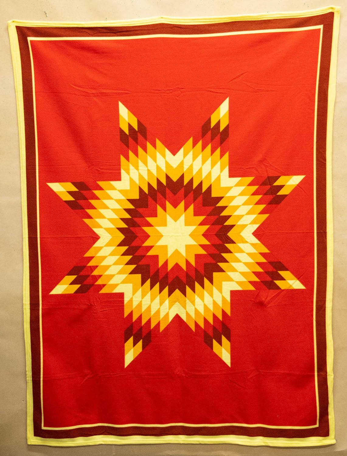 Native American Style Fleece Blanket - Sioux Star (Red)