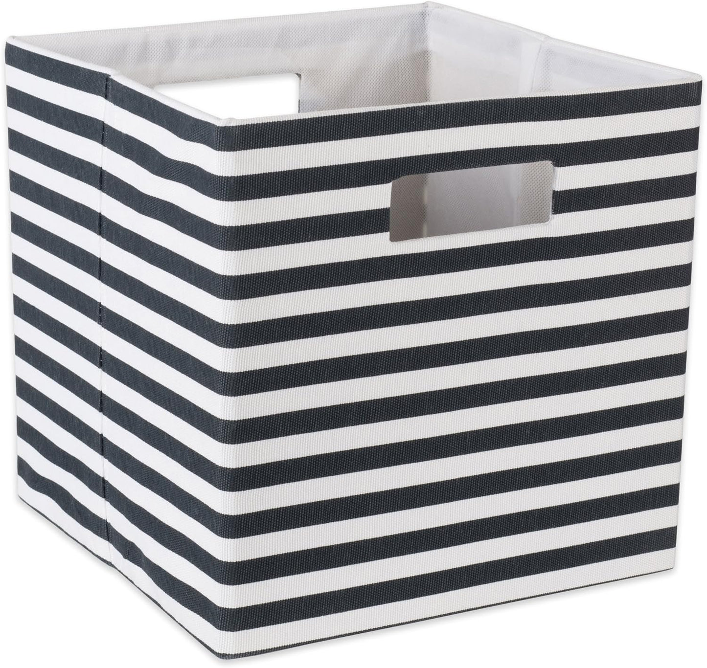 DII Collapsible Polyester Storage Cube, Pinstripe, Black, Large