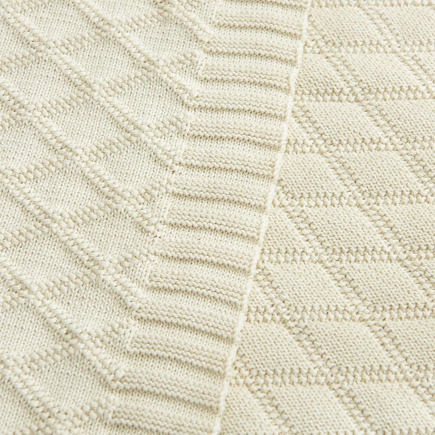 Longhui bedding Cotton Cable Knit Throw Blanket for Couch Chairs Beach Sofa, Home Beige Decorative Blanket, Cream 50 x 60 inches