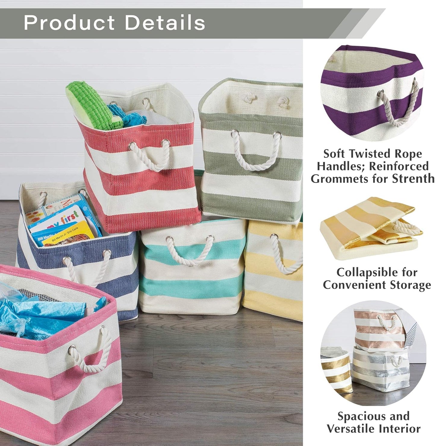 DII, Woven Paper Storage Bin, Collapsible, 11x10x9, Rugby Yellow