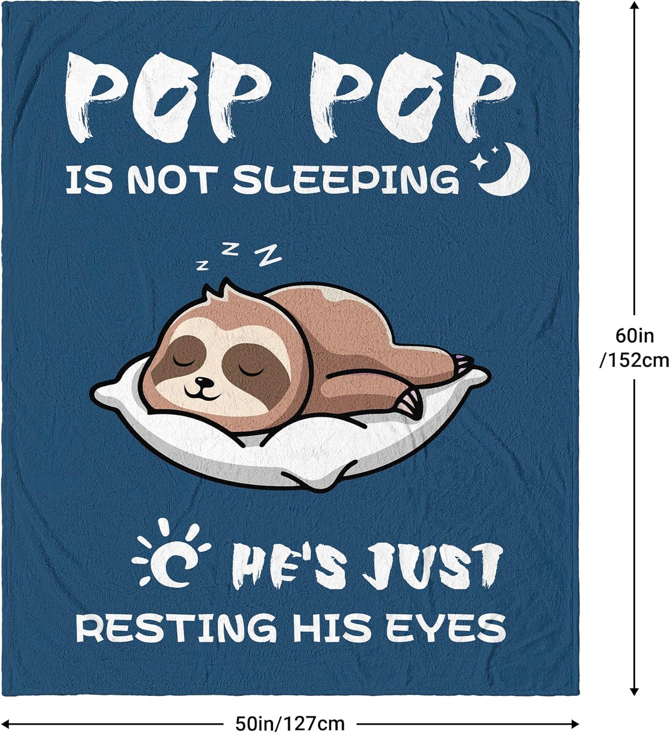 Pop Pop Birthday Gifts from Grandkids, Gifts for Pop Pop/Grandpa, Grandpa Birthday Gifts, Soft & Cozy Sloth Blanket Throw 60" X 50"