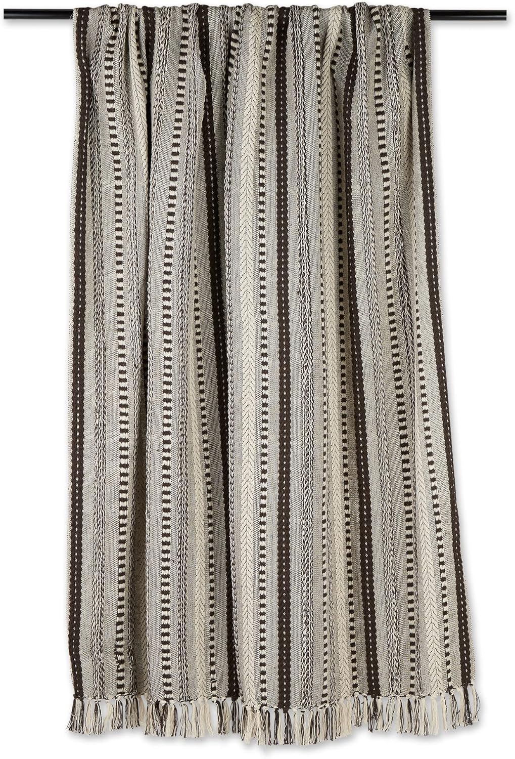 DII Braided Striped Decorative Throw Blanket, 50x60, Dark Brown