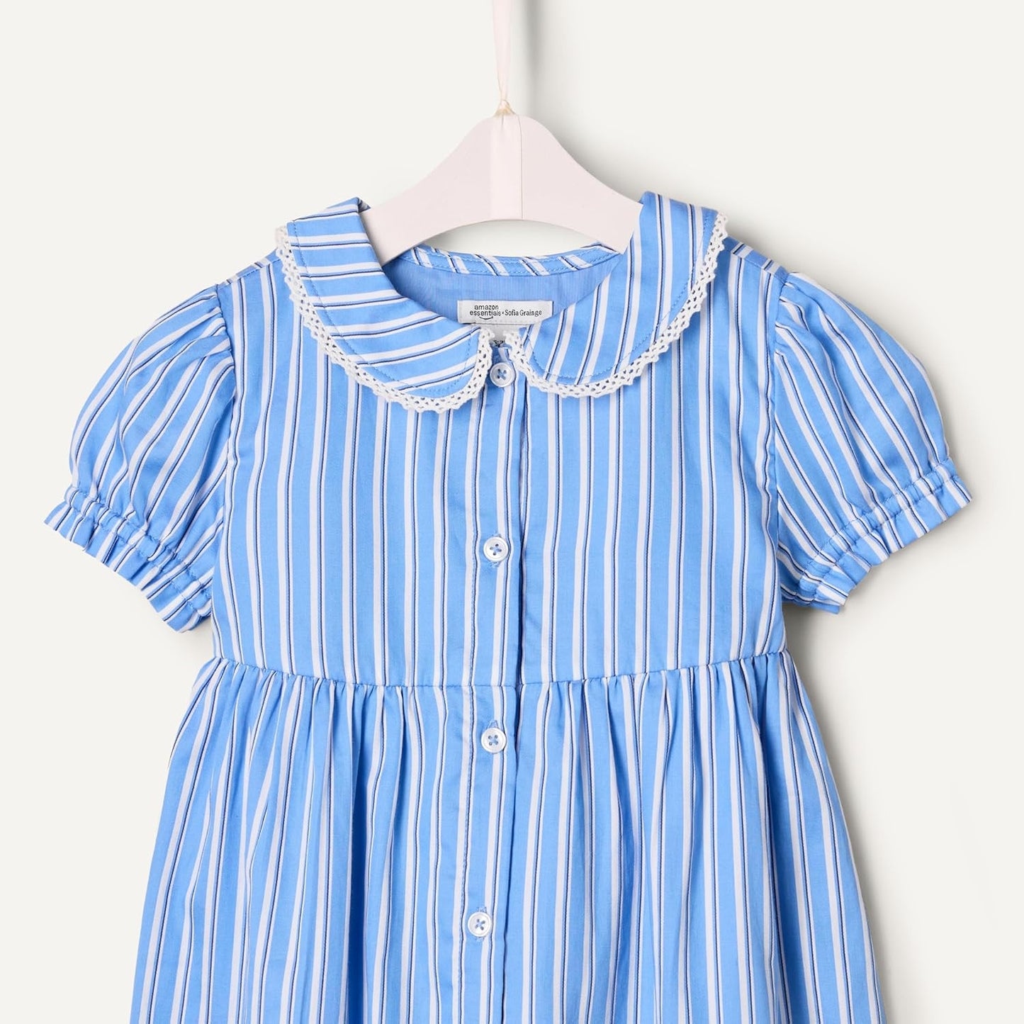 Amazon Essentials x Sofia Grainge Toddler and Baby Girls' Cotton Sateen Dress with Collar
