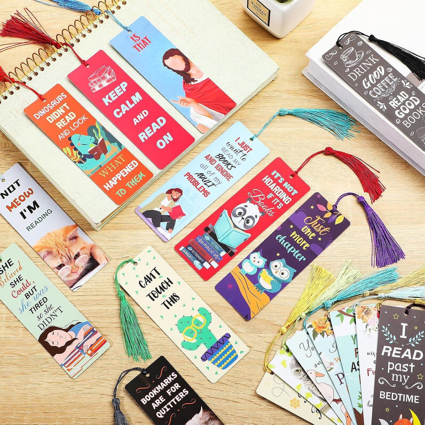 36 Sets Funny Bookmarks with Tassel Fun Bookmarks for Adults Can't Touch This Marks for Reading Bookworm Bookish Nerd Gifts for Female Friends Women Book Lovers Reading Present