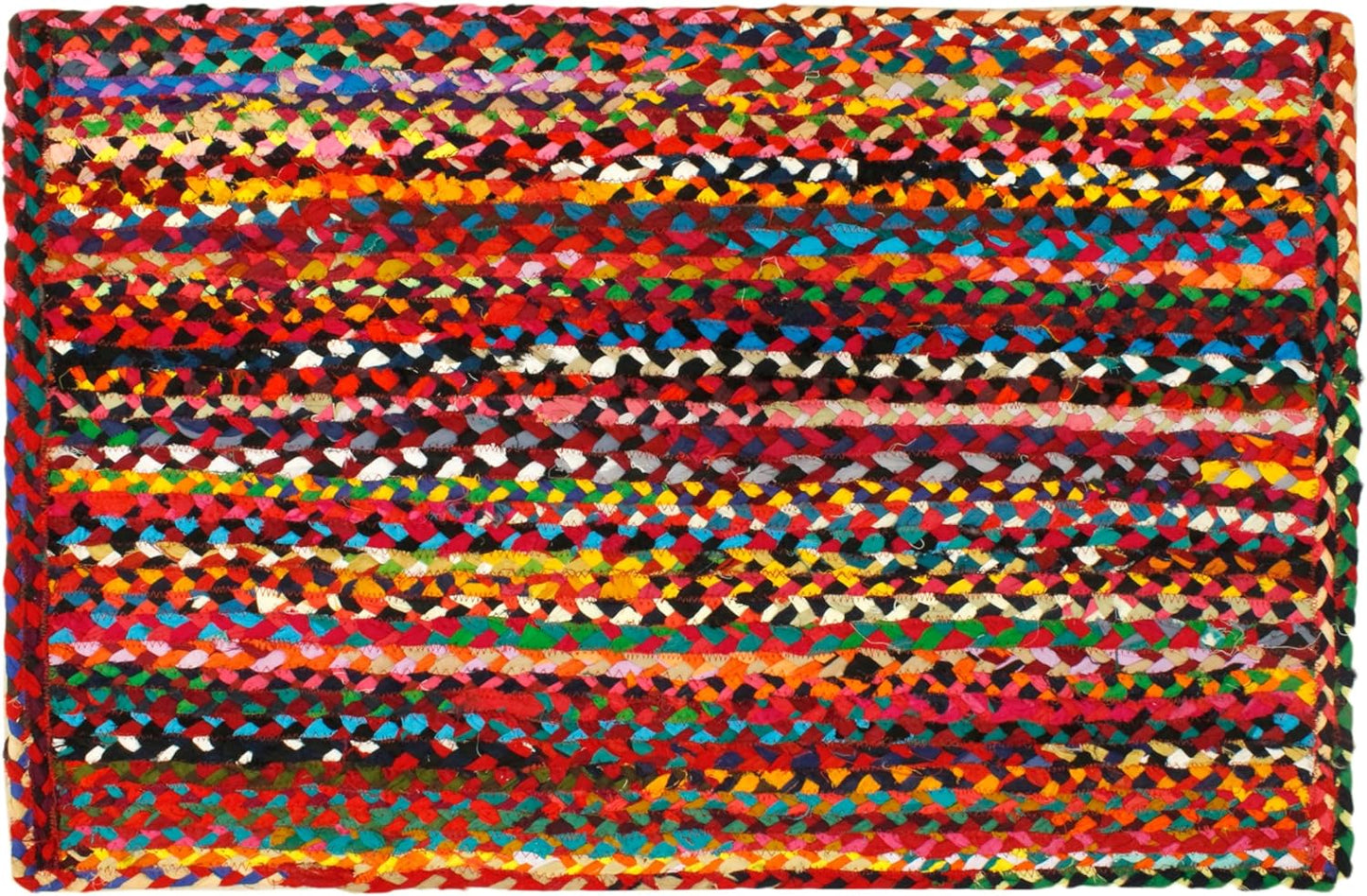 COTTON CRAFT Cotton Chindi Braid Rag Rug - Boho Farmhouse Rustic Area Accent Throw Rug - Handwoven Reversible Natural Recycled Cotton - Living Room Den Study Home Décor Gift - 2' x 3' - Multi Color