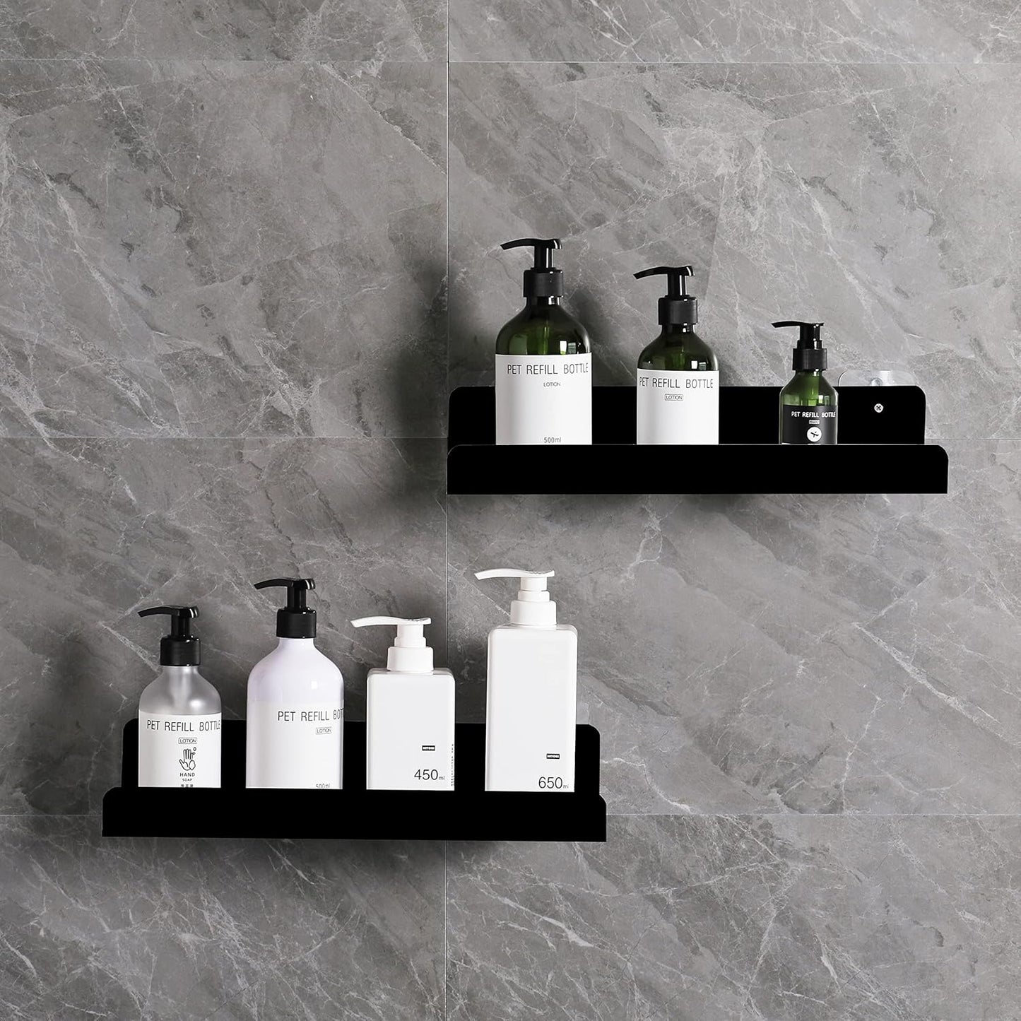 Sooyee 6 Pack Black Floating Shelves, 15 Inch Acrylic Shelves, Wall Mounted Bookshelf, Invisible Picture Ledge Display Shelves