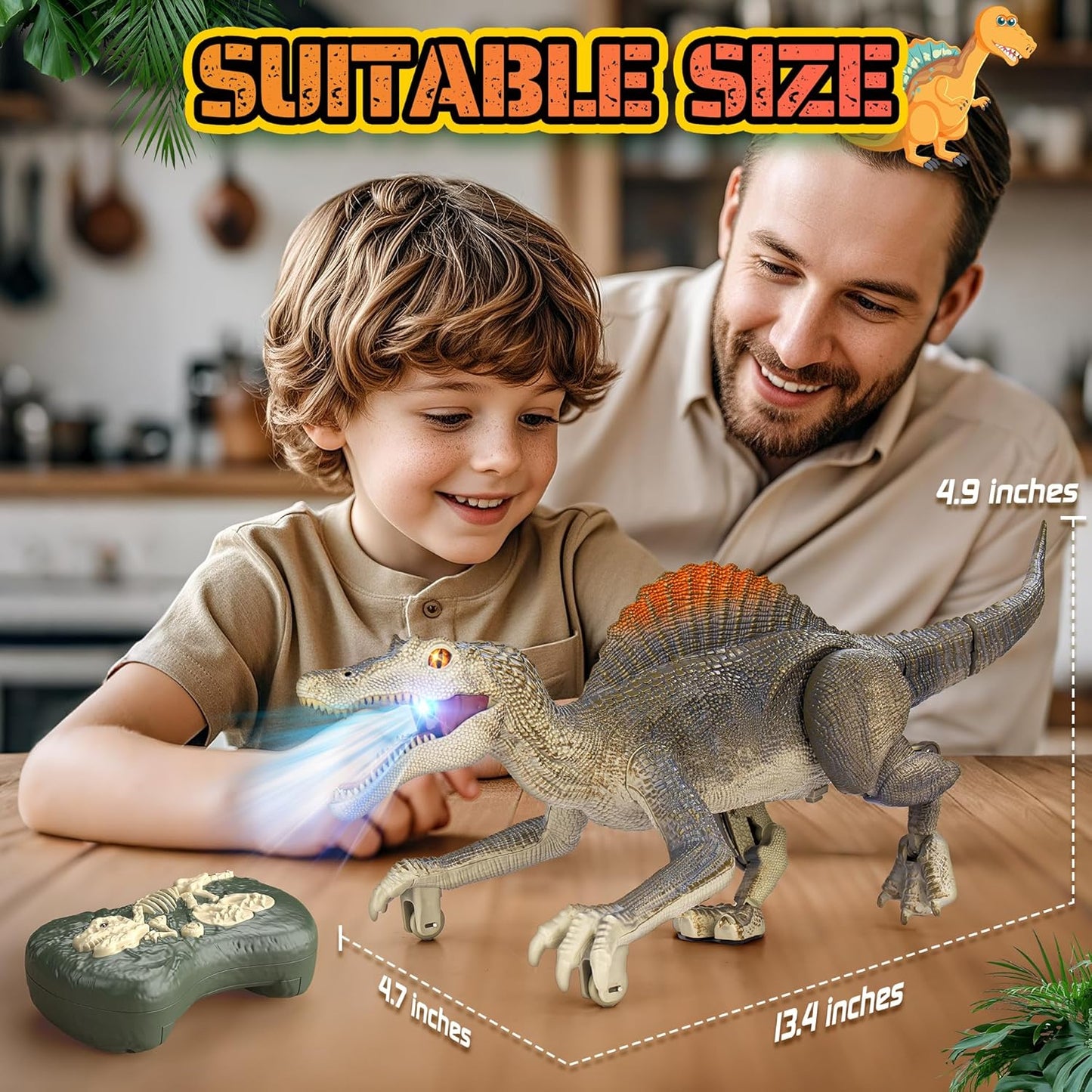 Dinosaur toys, Realistic Remote Control Dinosaur toys for Kids 3-5, 2.4GHZ, Walking, Rechargeable, 3D Eyes Realistic Appearance, 3 Sound Effects, Demo Function, Sturdy Jurassic Toy for kid 3+