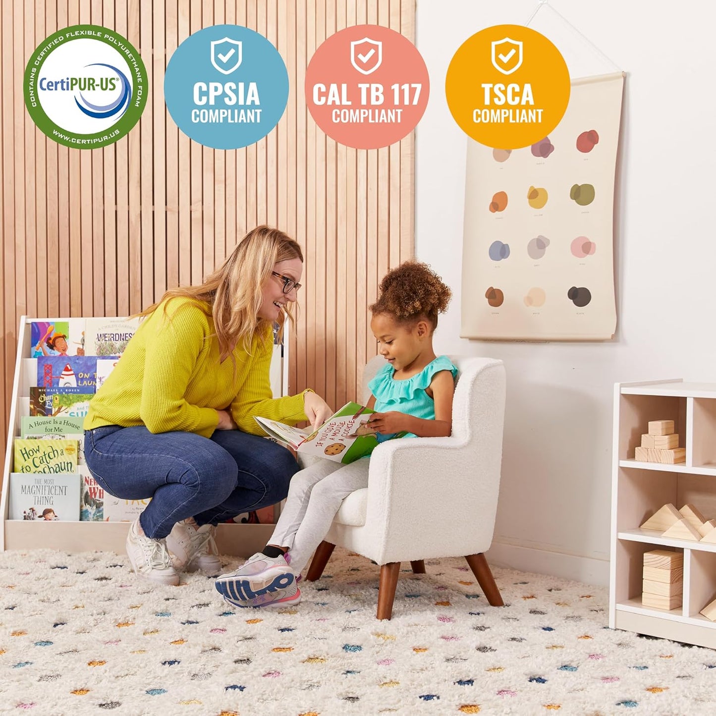 ECR4Kids Mila Arm Chair, Kids Furniture, White