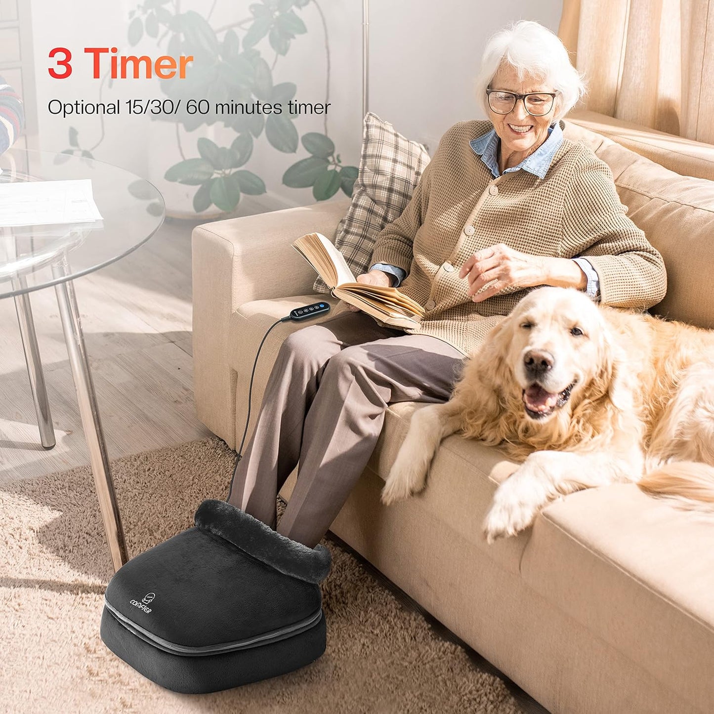 COMFIER 2-in-1 Shiatsu Foot & Back Massager with Heat, Electric Foot Warmer for Women,Men,Feet Massager Machine, Feet Heater,Gifts