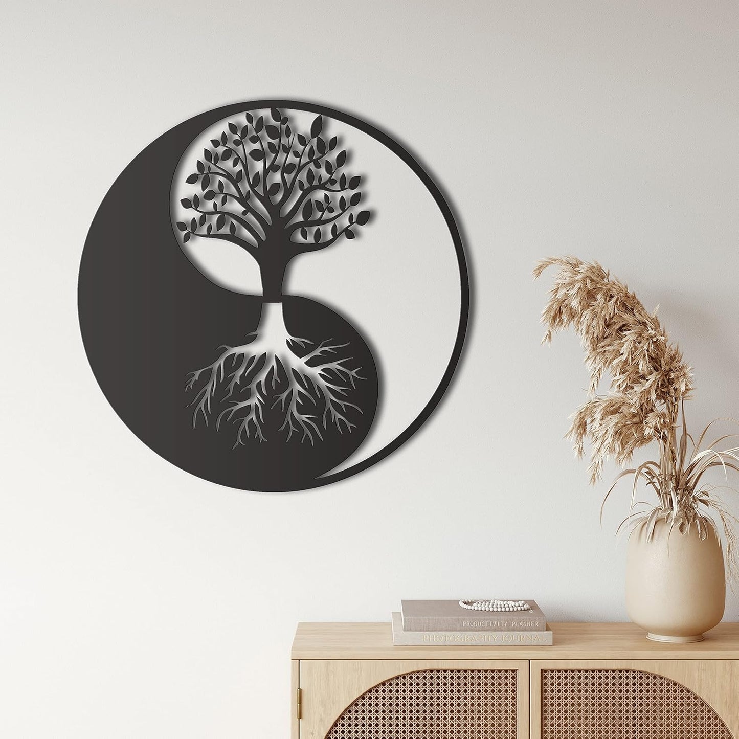Metal Wall Decor, Tree Of Life Ying Yang, Wall Sign, Metal Wall Art, Interior Decoration, Indoor Outdoor Hangings (*18"W x 18"H / 45x45cm)