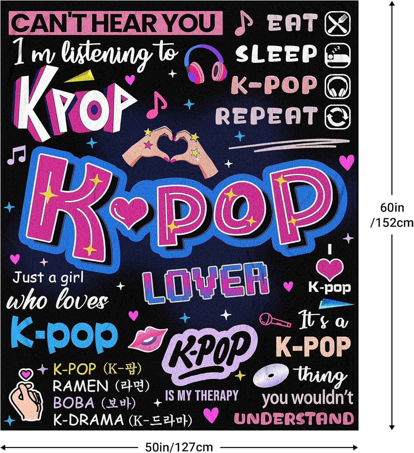 Kpop Gifts for Teen Girls, K-pop Blanket 60''x50'', k Pop Gifts for Girls, Kpop Merch, Kpop Blanket for Women, Korean Music Stuff, Christmas Birthday Gifts for BFF Girls Women