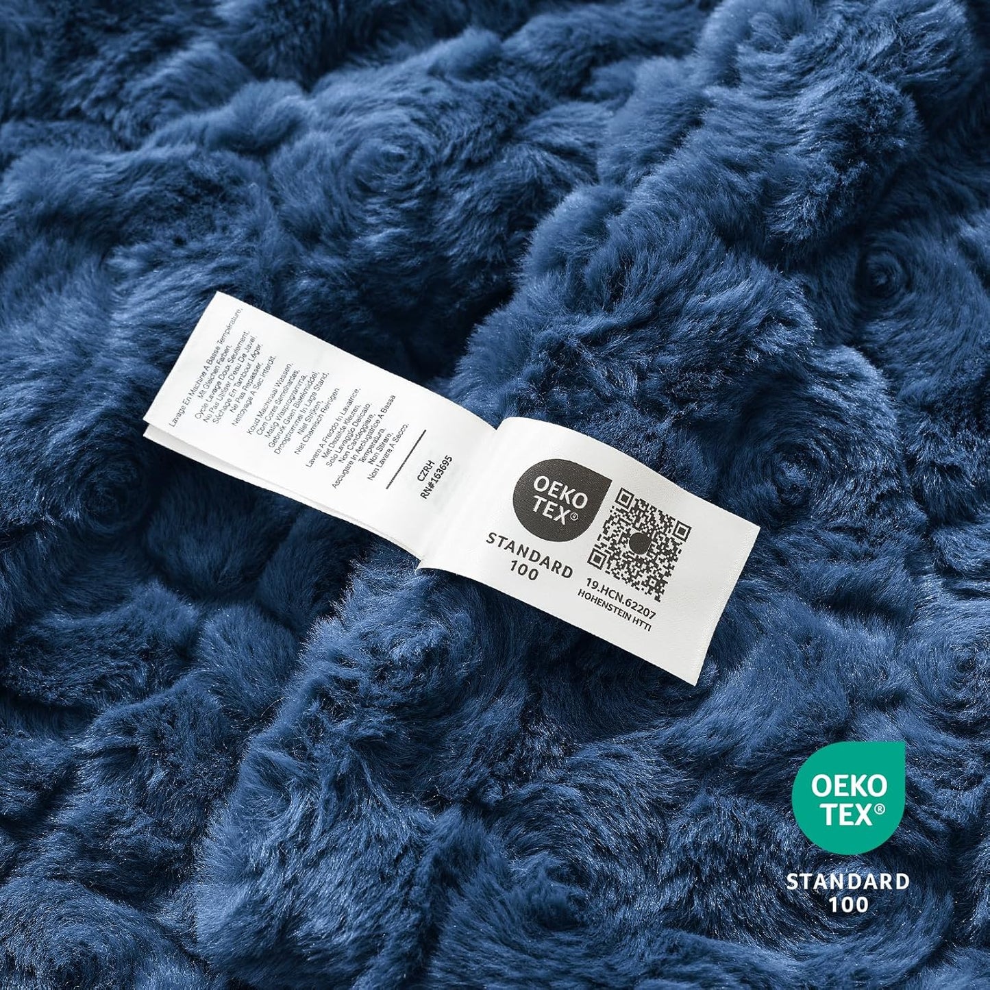 Cozy Bliss Faux Fur Throw Blanket for Couch, Fuzzy Soft Plush Thick Warm Fluffy Reversible Wave Textured Blanket for Sofa Bedroom Living Room, 55 * 70 Inches Navy Blue