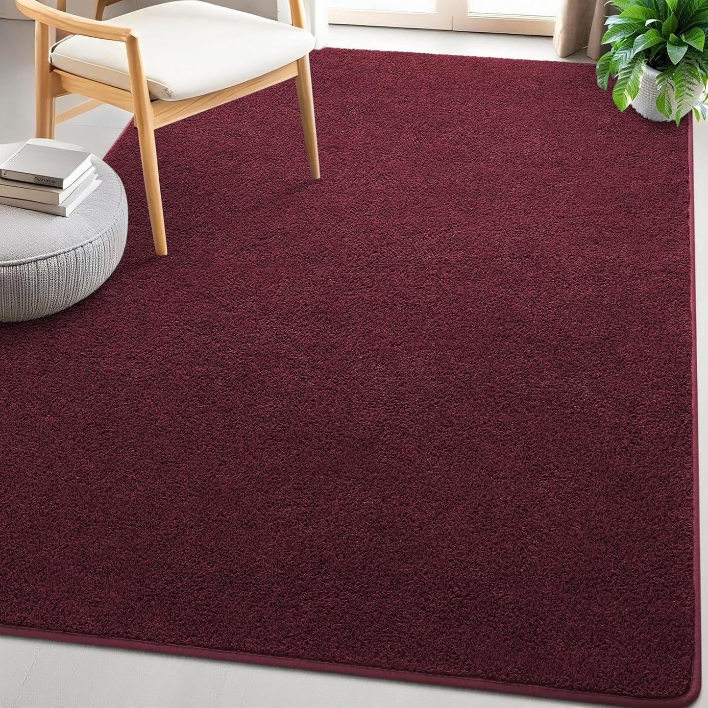 4x6 Feet Area Rugs for Living Room Bedroom,Red Thickened Memory Foam Rug,Low Pile Minimalist Non Slip Rugs,Modern Washable Fluffy Carpet for Kids Boys Girls Dorm Nursery Room Decor