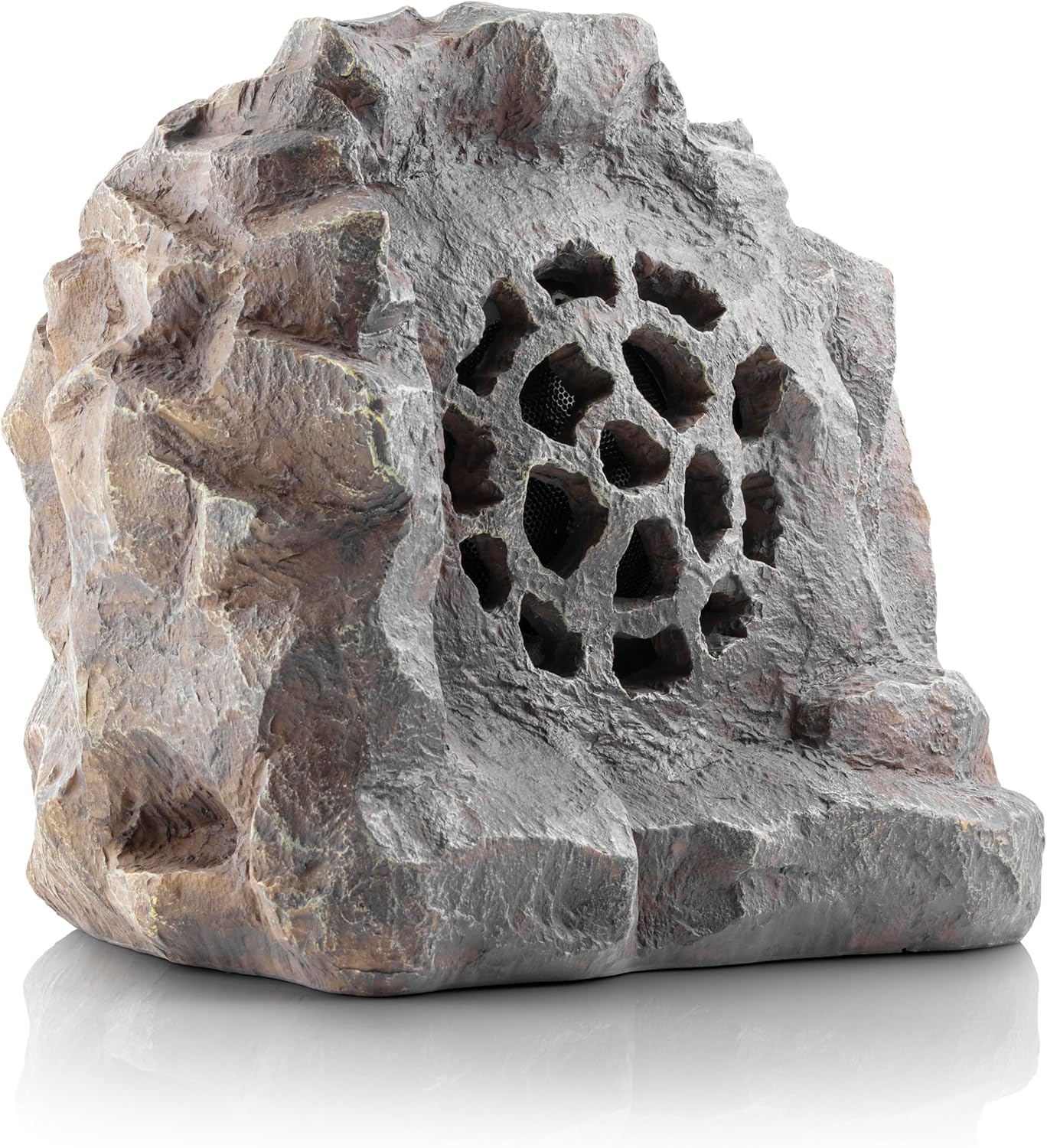 Alpine Corporation 11" Tall Waterproof Bluetooth Solar-Powered Wireless Rock Speaker with 50 Foot Range High-Fidelity Sound, and Portable Audio System, Gray