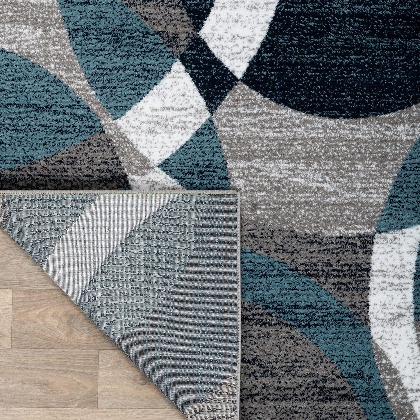 Rugshop Blue Modern Geometric Indoor Small Area Rug, Overlapping Circle Pattern, Fade Resistant, Non-Shedding, for Bedroom, Home Office and Reading Nook, 3'3" x 5'