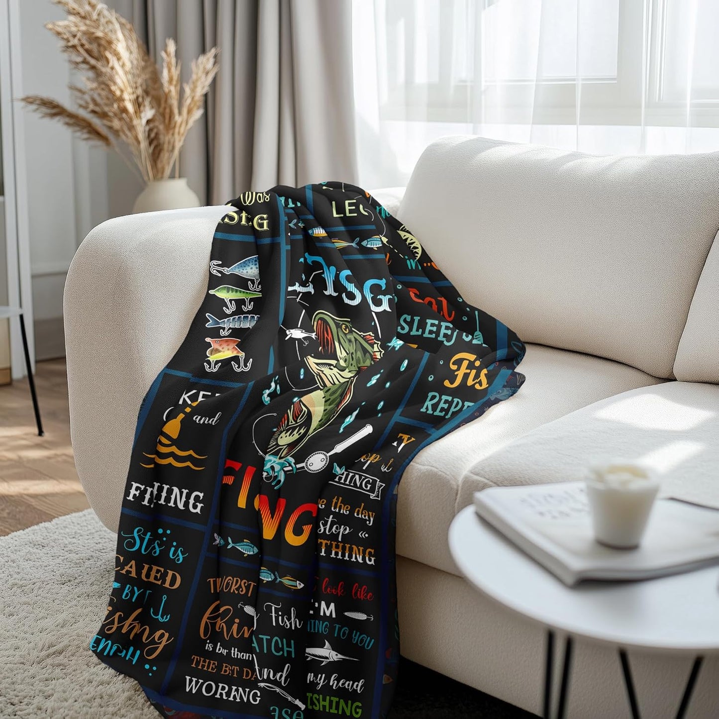 Fishing Gifts for Men, Fishing Gifts for Boys/Women, Mens Fly Fishings Lover Gift Blanket 60” x 50”, Gift for Fisherman