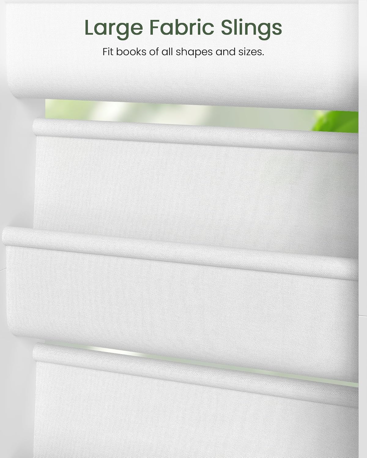Wall Mounted Kids Bookshelf, 4 Tier Fabric Book Shelf for Kids Rooms, Bookshelf Organizer for Nursery, Classroom, Door Behind, Holds Books, Toys, White MCW40WB