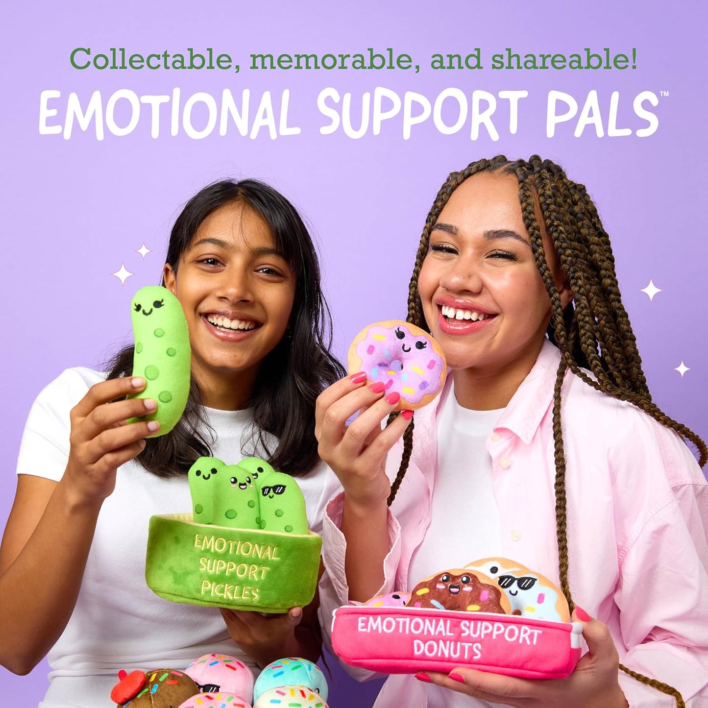 Emotional Support Pickles by Relatable, Cuddly Stuffed Animals and Toys, Squishy Toys and Plushies, Perfect Funny Pickle Gifts for Loved Ones of All Ages, Includes 5 Plushies with Carrying Basket