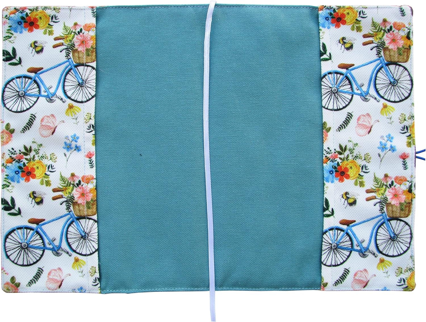 Cloth Book Cover, Fabric Novel for Cover Sleeve Protector, Bicycle Pattern Washable, 5.5 x 8.2 x 1.6 Padded Bag