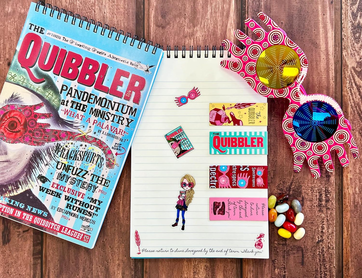 Conquest Journals Harry Potter The Quibbler Magnetic Bookmarks, Set of 4 Page Clips, Sturdy Cardstock Book Markers with Strong Magnets, 1'' x 2.5'', Officially Licensed