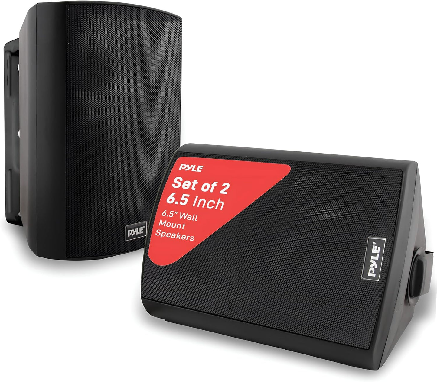 Pyle 6.5-Inch Wall Mount Waterproof Bluetooth Speaker System – Indoor/Outdoor Audio Pair with Built-in Digital Amplifier, Weather-Resistant Housing, High-Power Sound, Easy Installation (Black)