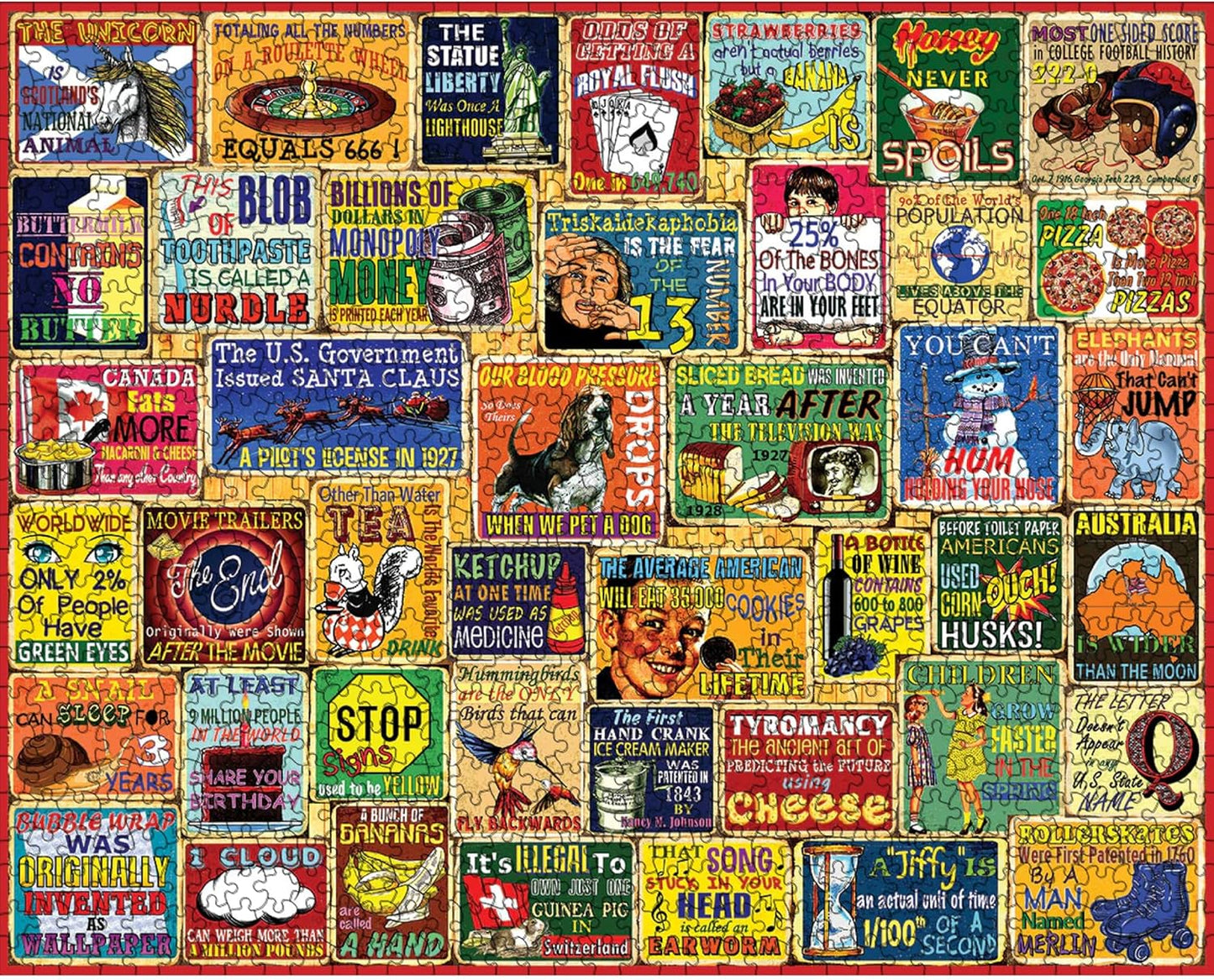 White Mountain 1000 Piece Jigsaw Puzzle for Adults Fun Vintage Collage Large Jigsaw Puzzle Gift for Seniors 24"x30" - Did You Know