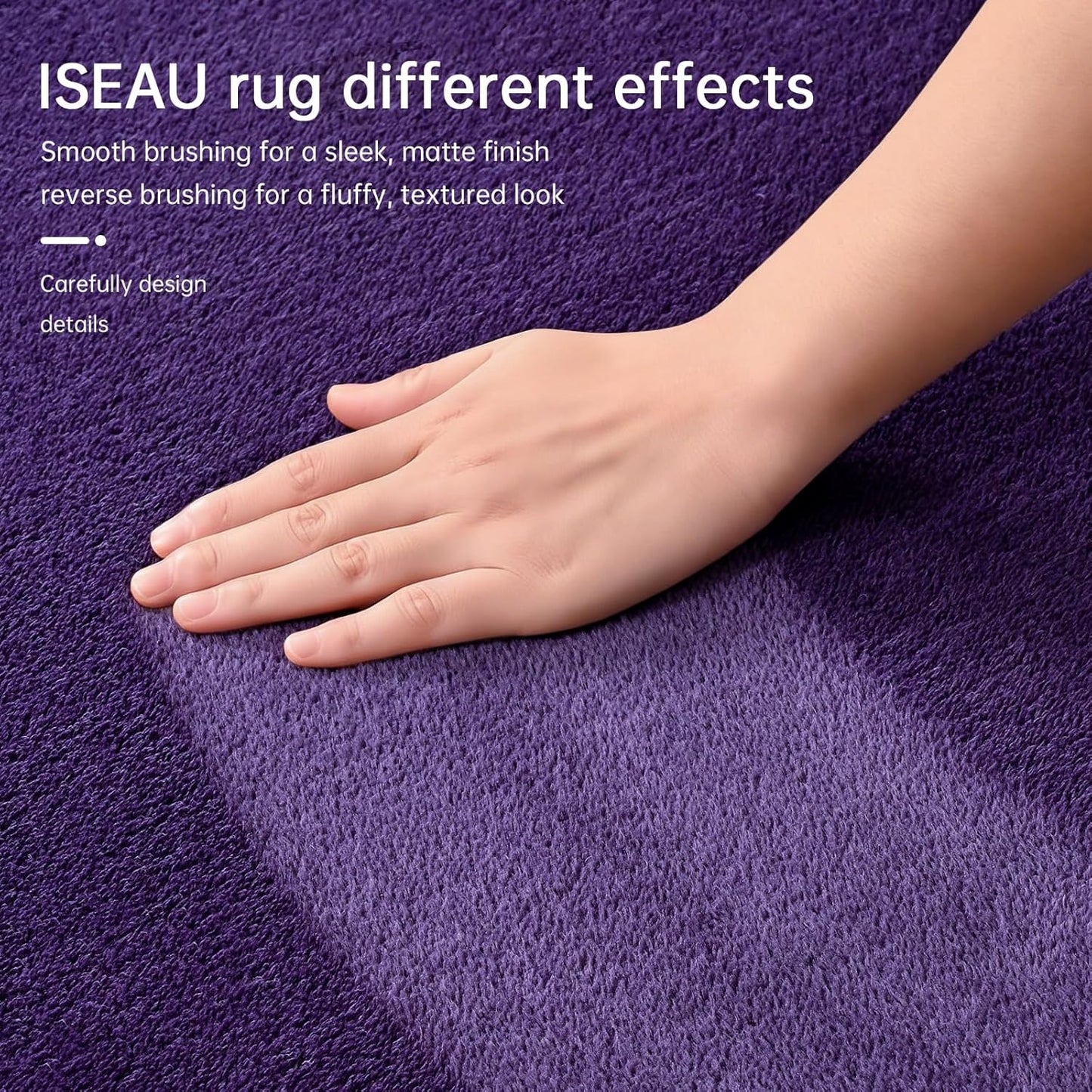 ISEAU 6x9 Rug for Living Room, Soft Memory Foam Carpet with Upgraded Non-Slip Silicone-Grip Bottom, Fluffy Shaggy Machine Washable Rugs for Living Room Kids Boys Girls Dorm Nursery Playroom, Purple