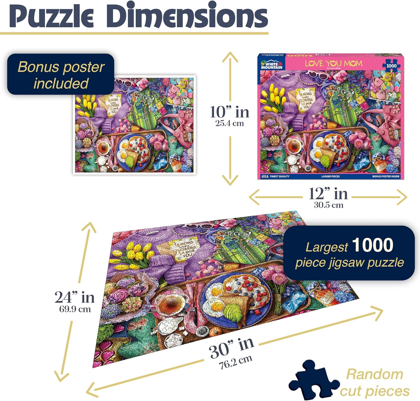 White Mountain Love You Mom Puzzle 1000 Piece Mothers Day Jigsaw Puzzles for Moms and Families