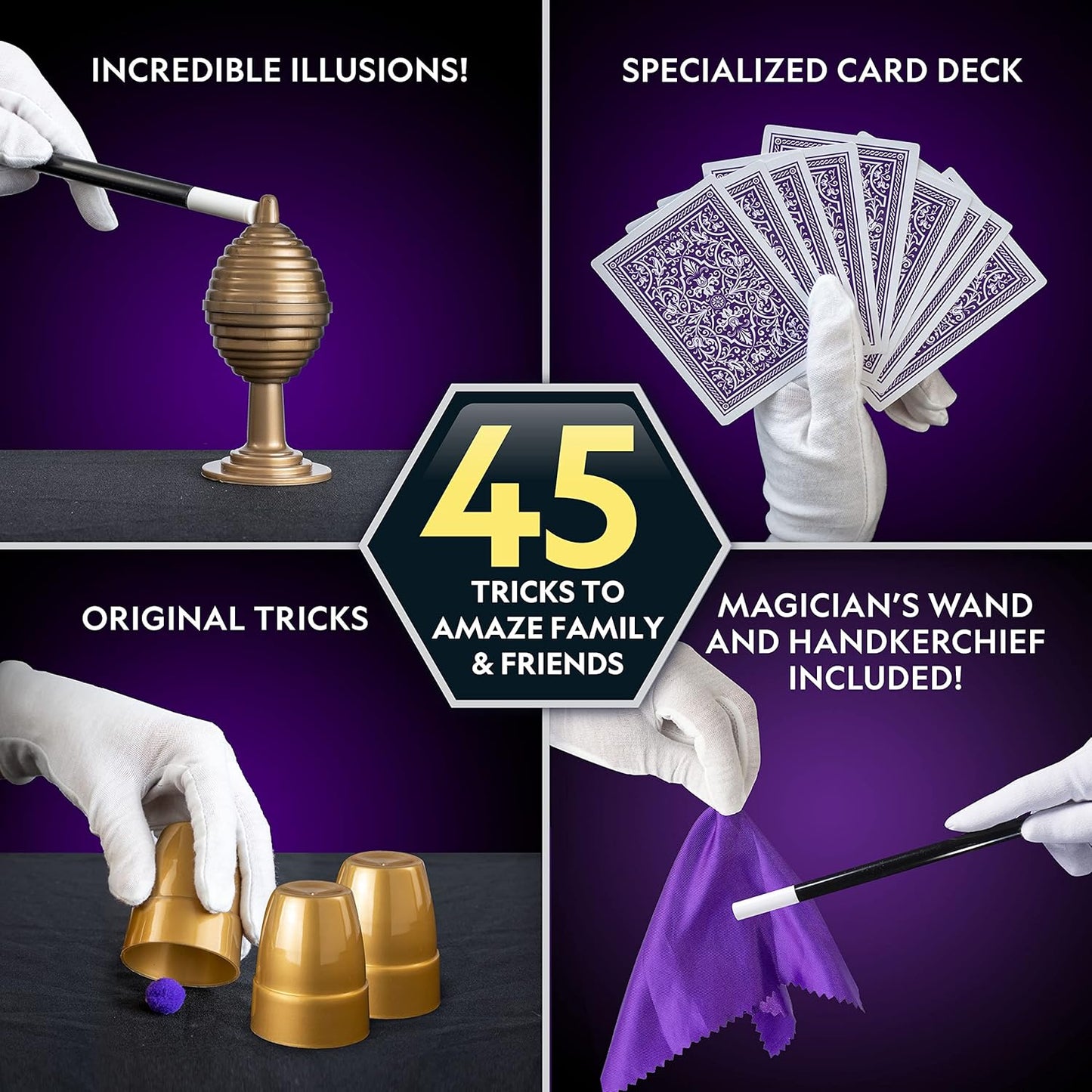National Geographic Kids Magic Set - 45 Magic Tricks for Kids to Perform with Step-by-Step Video Instructions for Each Trick Provided by a Professional Magician, Toys for Boys and Girls