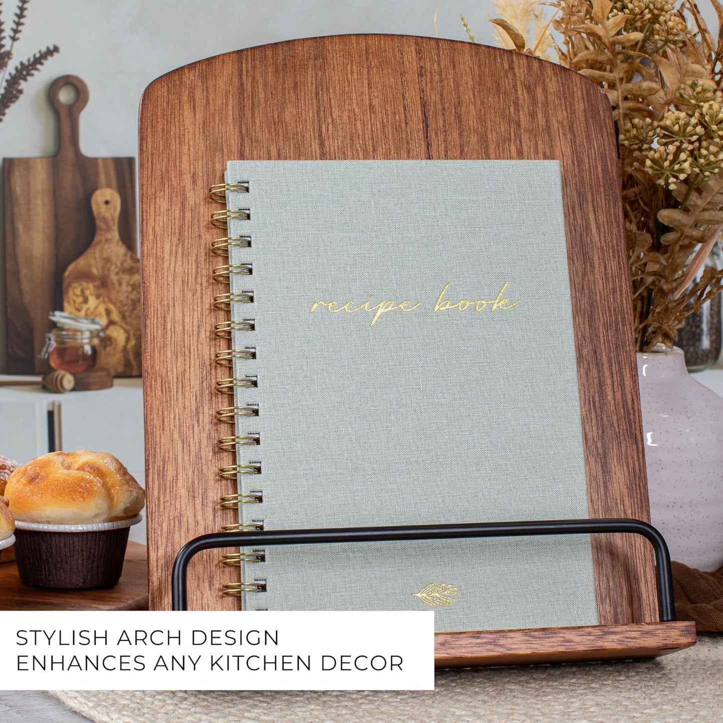 Beautiful Cookbook Stand for Your Kitchen Counter - Solid Wood Stand Easily Keeps Cook or Recipe Books Open for Convenient Cooking - Perfectly Fits Your iPad/Tablet and Enhances Any Kitchen Decor