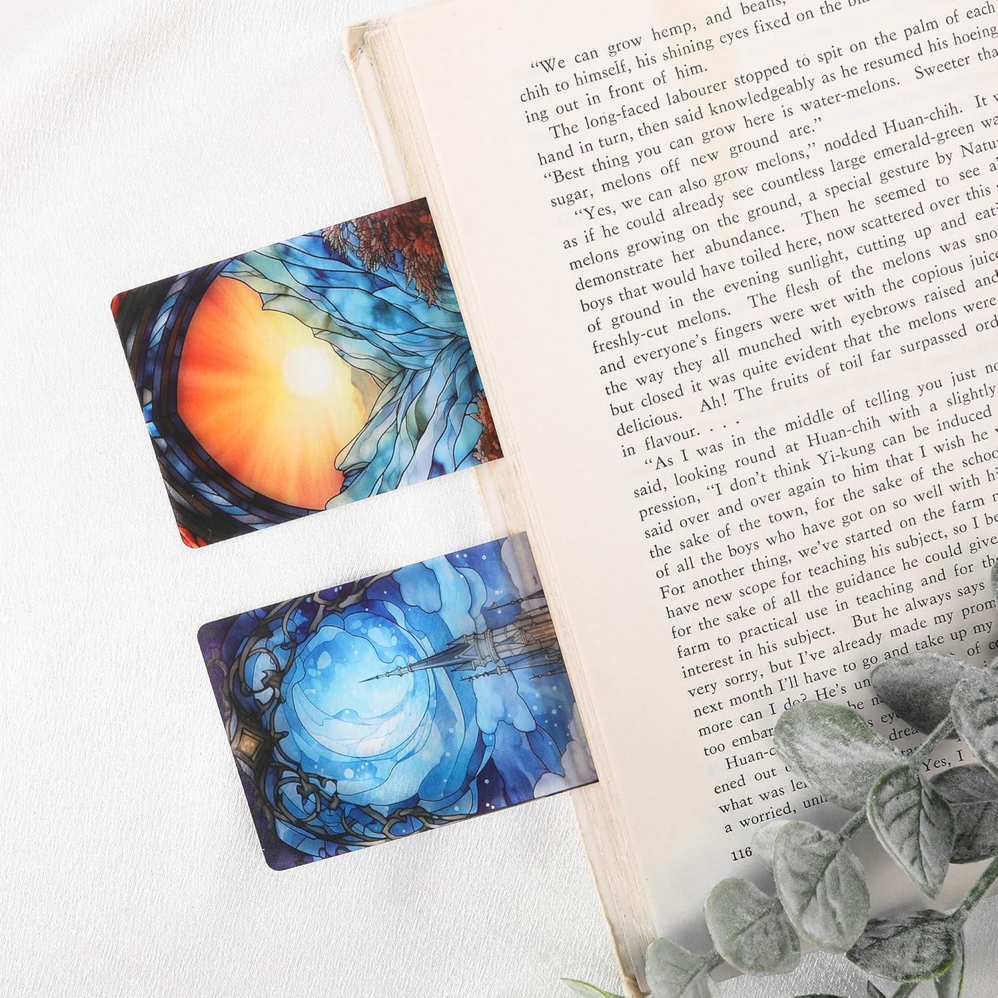 Fantasy Acotar Bookmark Gifts - 10 Pcs Personalized Stained Glass Bookmarks for Women Book Lovers Dark Romance Vintage Page Marks Reading Accessories Bookish Gift for Birthday Back to School