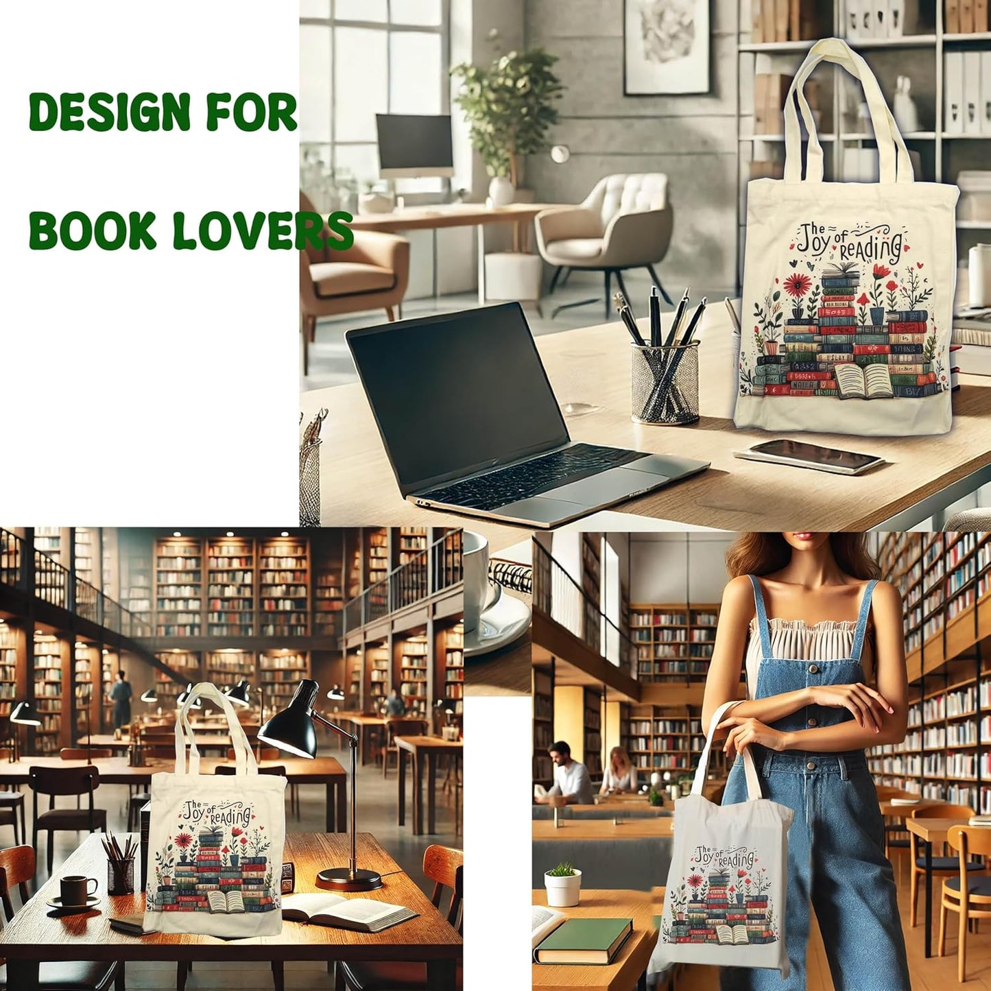 Canvas Tote Bag for Women Book Bags for Women Book Accessories Bookish Gifts and Book Lovers Gifts 14" x 15" (5.BookLay)