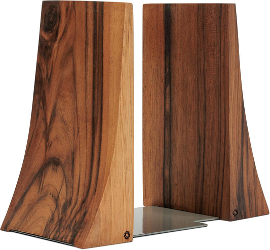 TILISMA Bookends for Heavy Books – Walnut Wood Book Ends for Shelves – Heavy Duty Bookends to Hold Books – Decorative Book Ends for Home Library – Wooden Bookend for Shelf - Bookshelf Accessories