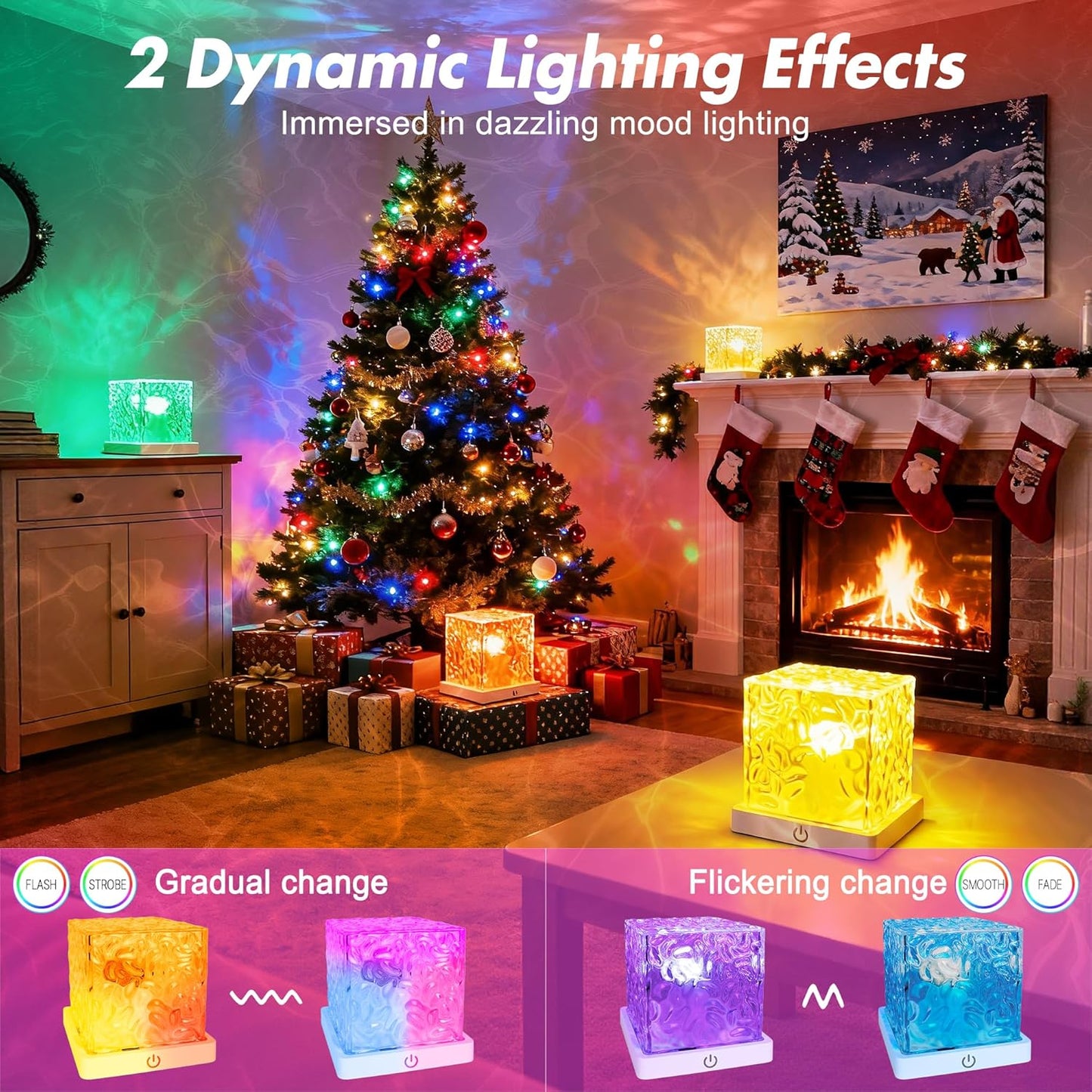 Rechargeable Shower Light No Wiring, 16 Color Changeable Ocean Wave Projector Light, Dimmable Waterproof Shower Lamp with Remote, Rotating Flame Water Ripple Lamp for Shower, Bathroom, Bedroom Decor
